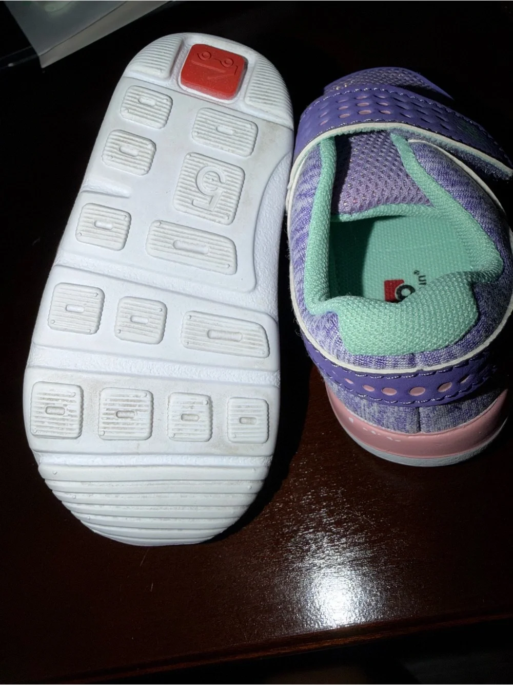 See Kai Run Purple Sneakers with Mint Lining and Pink Sole